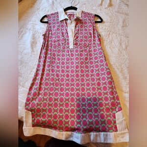 Tizzie tunic dress , sleeveless.  It has pockets !  pink green geometric